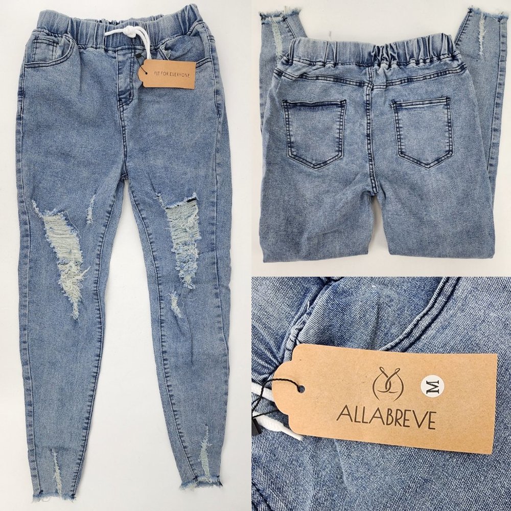 New Allabreve Womens Medium 27x28 Ripped Stretch Jeans High Rise Distress Denim
